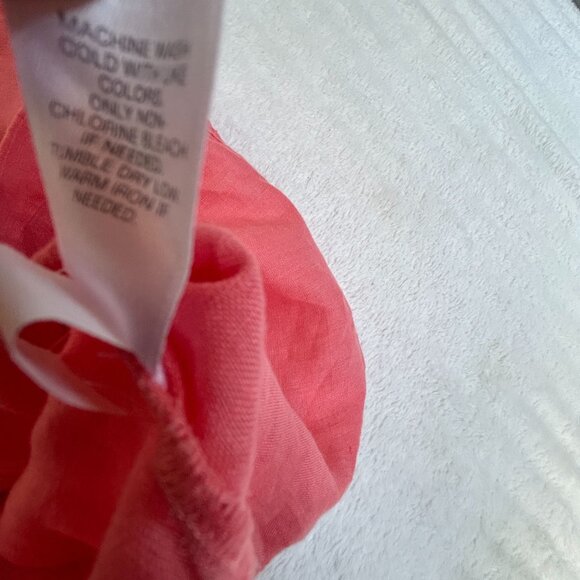 J. Jill Love Linen Essential Shirt Womens Coral Button-Up Top XS Long Sleeve - Picture 4 of 7